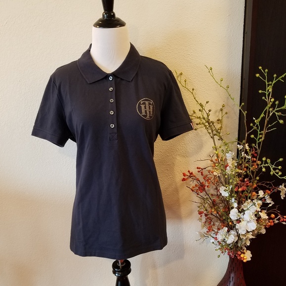 Tommy Hilfiger Tops - Tommy Hilfiger Navy Blue Polo Logo Shirt Sz L